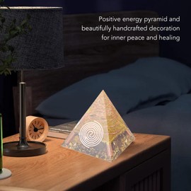 Pirámide de Cristal Curativo 6 x 6 x 6cm, Pequeñas Pirámides de Orgone para los Sucesos Energéticos Positivos, Pirámide de Orgonita Que Reduce el Estrés,Chakras,Reiki,Meditación,Atrae Suerte y Éxito