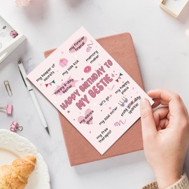 Oamiolek Funny Birthday Card for Bestie, Cute Bestie Birthday Card, Lovely Bday Cards for Friend Soulmate Sister BFF