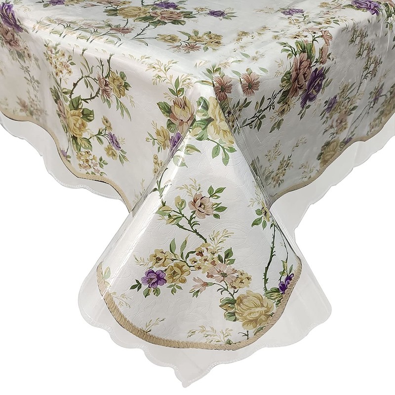 Clear Table Protector Thick Transparent - Plastic Tablecloth Waterproof and