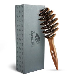 Cepillo de Cerdas de Jabalí para Cabello Fino - Cepillo Desenredante Ventilado de Alisado Definitivo para Cabello Húmedo para Mujeres, Masaje Suave de
