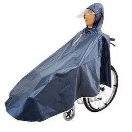 Douray Raincoat for Wheelchairs, Poncho, Rainwear, Long Poncho, Raincoat, Storage Bag Included, One Size Fits Most, Unisex (Deep Blue)
