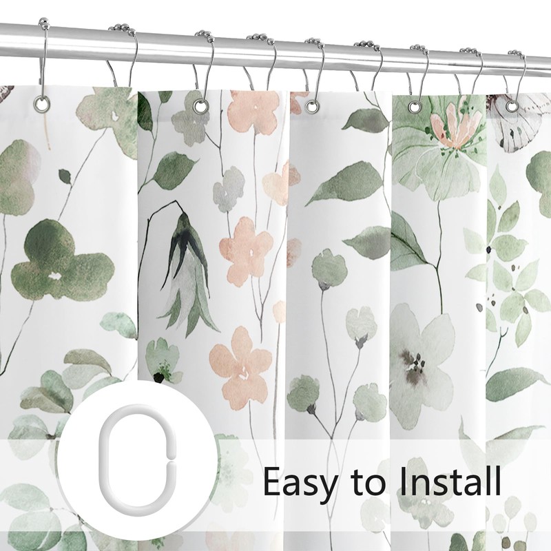 Extra Wide Floral Shower Curtain 108 x 72 for Claw