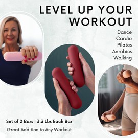 Polyfit Dumbbell Weight Bars for Women - Set of 2 (3.3 LB | 6.5 LB Pair) - Dumbbell Set for Walking, Yoga, Dance, Barre, Pilates, Cardio, Aerobics (WINE)