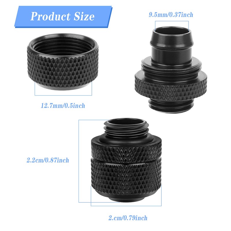 4 PCS Water Cooling Compression Fitting Two-Touch Fitting g1/4 Thread