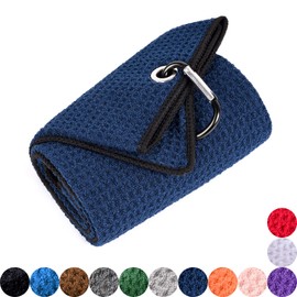 Mile High Life Microfiber Waffle Pattern Golf Towel | Club Groove Cleaner Brush | Foldable Divot Tool with Magnetic Ball Marker