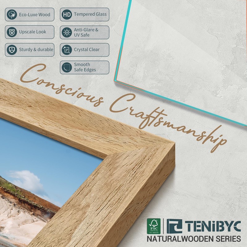 TENIBYC 8.5x11 Picture Frame Set - 4 Pack, Natural Solid
