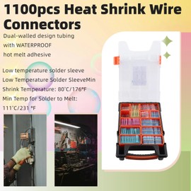 1100PCS Solder Seal Wire Connectors Kit,with 340PCS Heat Shrink Butt Connectors 10-26 AWG, and 760PCS Solder Seal Wire Connectors 26-8 AWG Electrical Wire Terminals