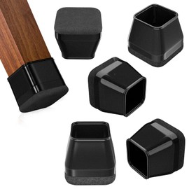 16Pcs Square Chair Leg Floor Protectors with Thickened Felt Pads Silicone Chair Leg Covers Caps to Protect Hardwood Tile Floors Furniture Feet Reduce Noise (Black S Fit 0.87"-1.10")