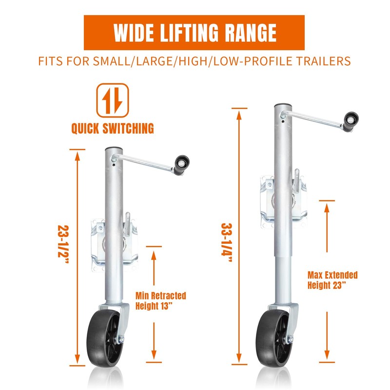 Big RED Boat Trailer Jack with 6-Inch Single Wheel,1000 Lbs