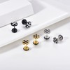 Gold Stainless Steel Cross Stud Earrings Black Enamel Punk Piercing