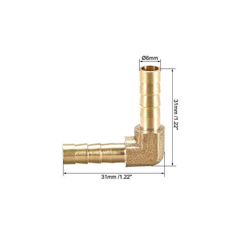 sourcing map 6mm Barb Brass Hose Fitting 90 Degree Elbow