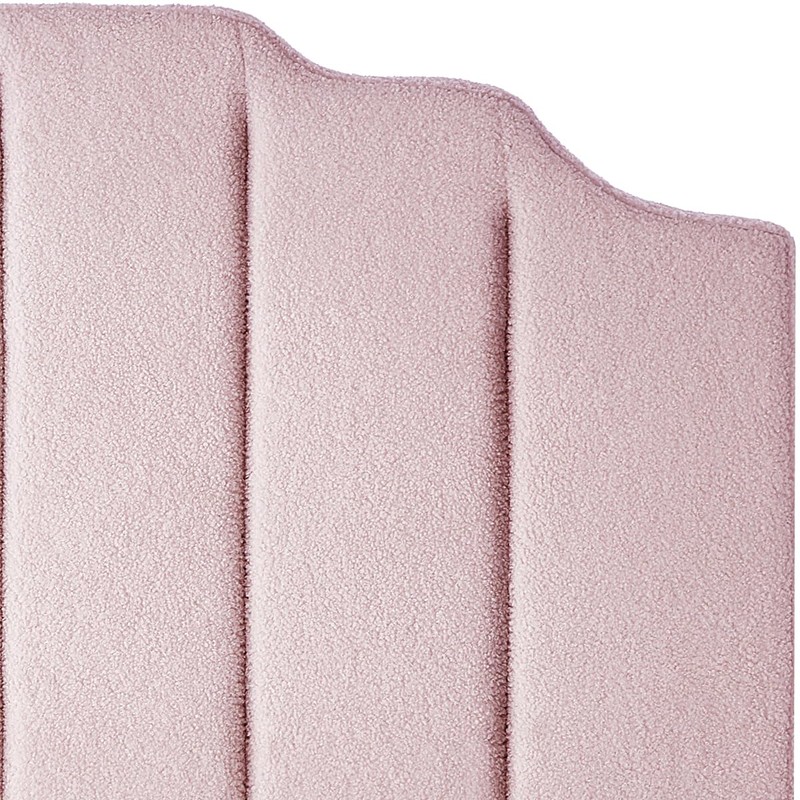 24KF Pink Teddy Fabric Tufted for Queen Upholstered Headboard, Modern