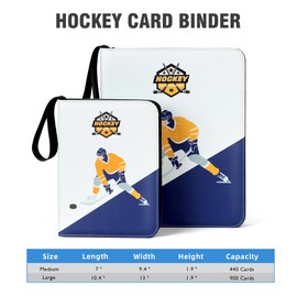 Hockey Card Binder with Sleeves, 440 Pockets 3-Ring Metal card Holder Protectors Albums, Card Storage Organizer Case Compatible with upper deck Trading Card, Sport, Football, Baseball, TCG Cards