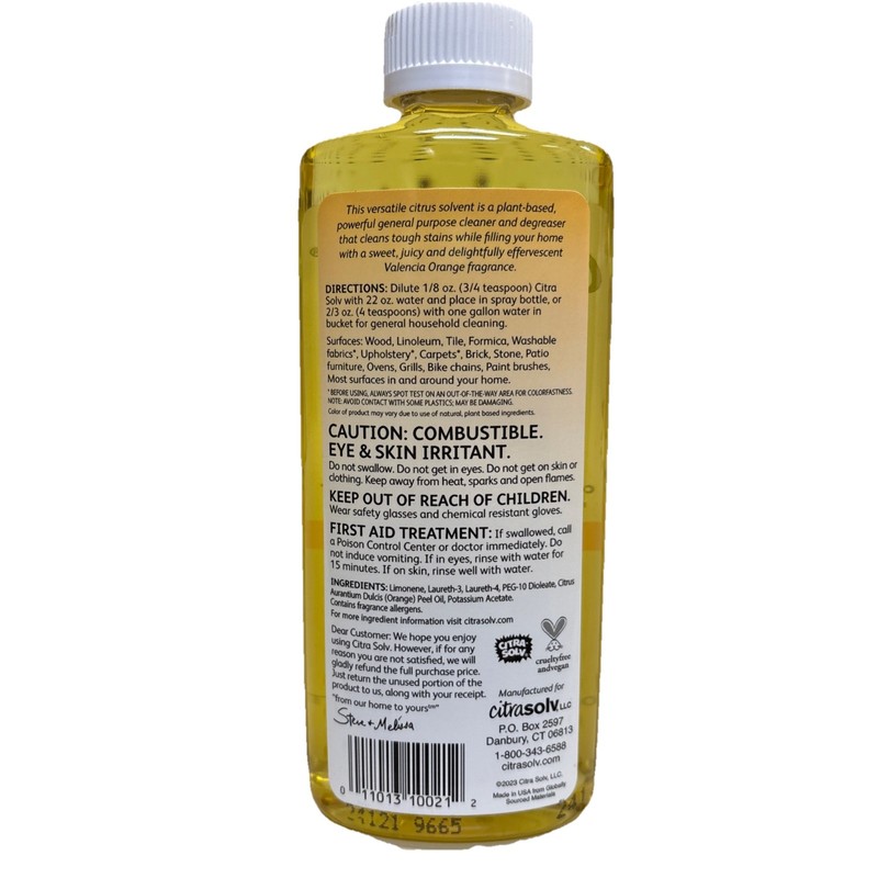 Citra Solv Cleaner and Degreaser Natural Concentrate Valencia Orange, 8