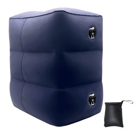 BOOWEN Inflatable Footrest Travel Height Adjustable Foot Rest Portable 3 Layers Foot Cushion Footrest Cushion Children for Sleeping Foot Rest for Aeroplane Car Train Home Office (Blue)