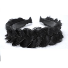 TOECWEGR Hairband Braided Hairpiece Messy Wide 2 Strands Fluffy Braids Wig with Tooth Women Headband Hair Bands
