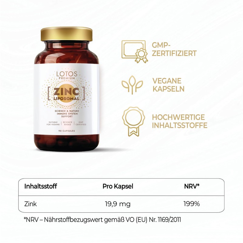 Zinc Capsules High Dose 20 mg - Liposomal Zinc with