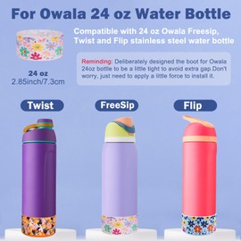 HEYSKAY 2PCS Silicone Boot for Owala Flask Water Bottle 24oz Anti-Slip Protective Sleeve for Owala Twist,FreeSip and Flip Stainless Steel Water Bottle BPA-Free Boot Bottom Base