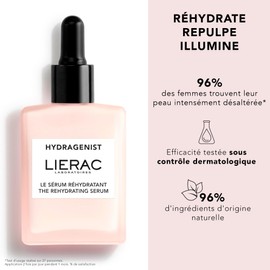 Lierac Hydragenist Rehydrating Serum 30 ml - Face Care for Intense Moisture and Glow - Plumps and Refreshes - 96% Natural Ingredients - For All Skin Types and Sensitive Skin