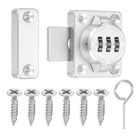 PATIKIL Combination Cabinet Latch,Zinc Alloy Mechanical Keyless Password Lock 3-Digit Password Cabinet Lock Safety Lock with Screw for Cabinet Drawer Cupboard, Silver