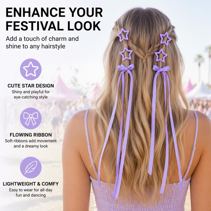 Purple Hair Extension Set - Purple Ponytail Extension - Mesh