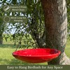 Backyard Essentials Red Ceramic Hanging Birdbath, Black Metal Chain Hanger,