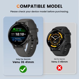 [2Pack] Kamita Watch Case Compatible with Garmin Venu 3S 41mm, Soft TPU Bumper Cases without Screen Protector Film, Shockproof Full Coverage Protective Cover for Garmin Venu 3S 41 (Black*2)