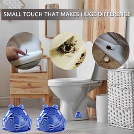 Ceramic Frog Toilet Bolt Covers Decorative, Set of 2 Tall Toilet Bolt Caps,Cute Frog Toilet Screw Cover Caps, Toilet Caps for Bottom of Toilet for Bathroom Decor, Easy to Install (Dark Blue)