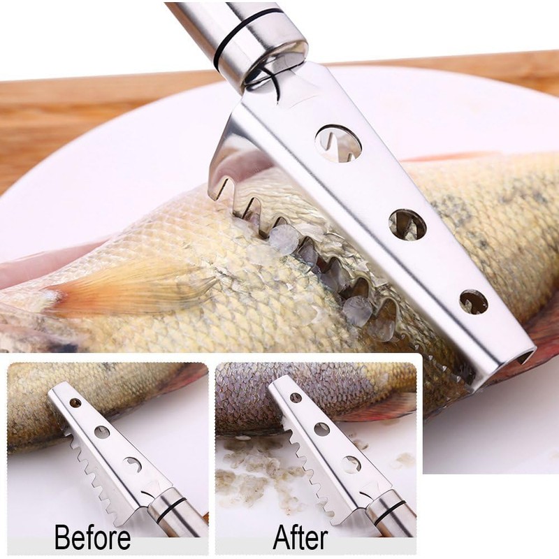 Fish scale scraper with 304 stainless steel serrations, fish scale