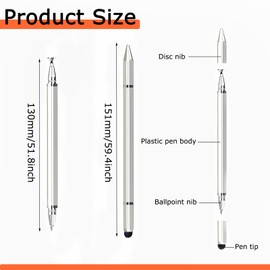 Universeller Tablet-Stift mit Dual-Tip,3 in 1 Touchscreen Stift,Faser Gummi Disc Stylus Touch Pen,Kein Aufladen nötig, Magnetische Befestigung,für alle Tablets/Handys