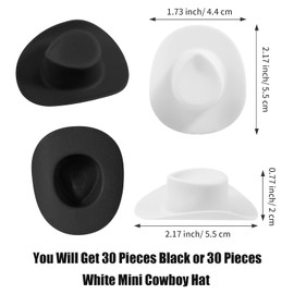 HKACSTHI 30 Pieces Mini Western Cowboy Hat Cowgirl Hat Doll Hats Plastic Cute Doll Hats Decoration Accessories for Party (White)