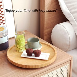 VERTORGAN Lazy Susan Organizer for Kitchen,Bamboo Turntable for Cabinet,Pantry,Vanity,Middle（Natural）