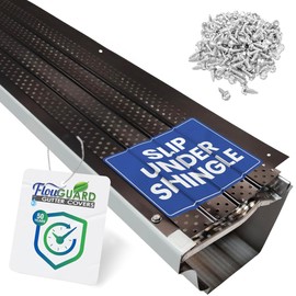 FlowGuard USA Made Slip Under Shingle Professional DIY Universal 5 Inch & 6 Inch 50-Year Gutter Cover System - Thermal Thaw Black - Aluminum Gutter Guards - 22 Feet - by FlexxPoint