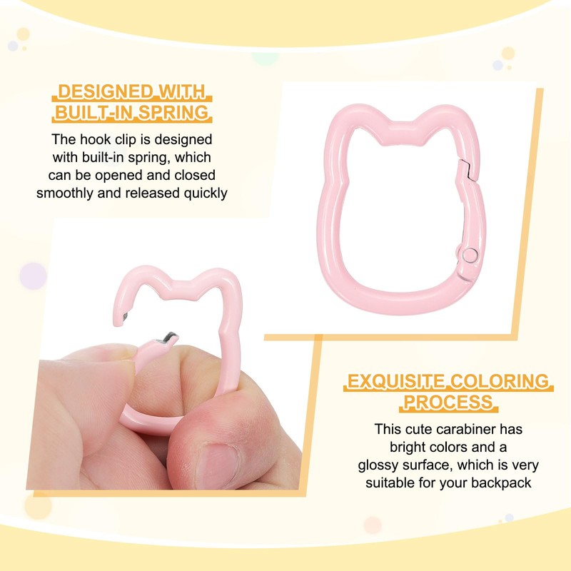 PATIKIL 8pcs Cute Cat Shape Spring Snap Hook Keychain Clip