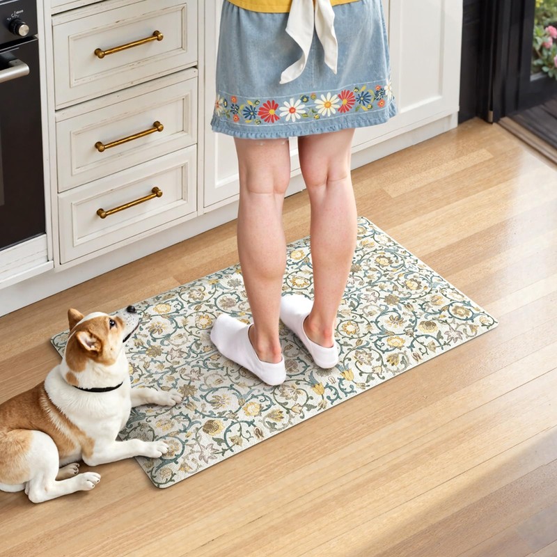 KIMODE Comfort Kitchen Mats for Floor Cushioned Anti Fatigue,Farmhouse Floral