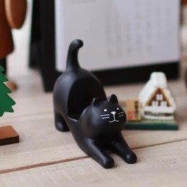 Soporte para teléfono inteligente de computadora con gato negro para computadora, soporte ajustable de resein, accesorios de computadora de animales, el mejor regalo para niñas, oficina, decoración