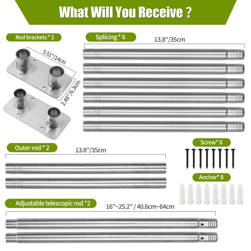 Creatyi 28 to 75 Inches Double Shower Curtain Rod Adjustable
