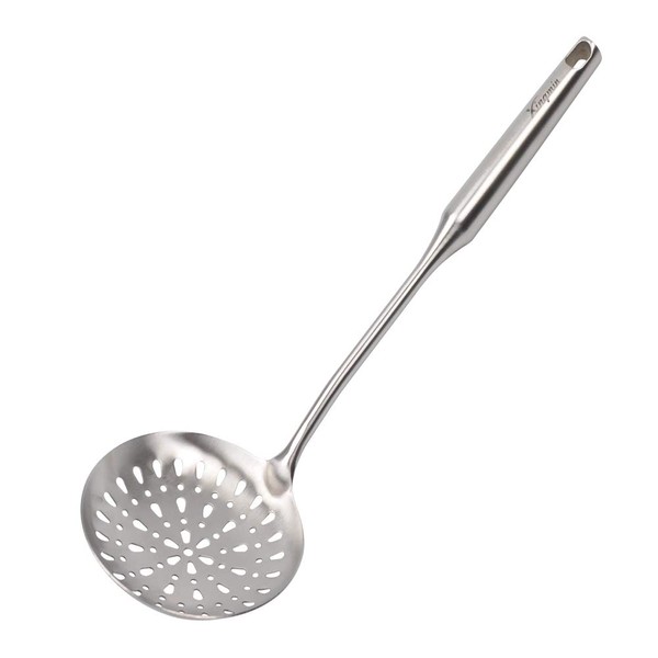 Xingmin Slotted Spoon Stainless Steel For Cooking Deep Frying Metal Skimmer Spider Strainer Ladle Heavy Duty Professional Long Handle