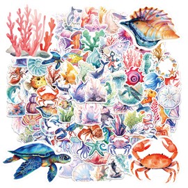 100pcs Ocean Animal Waterproof Stickers, Sea Animal Decals, for Scrapbooking Water Bottles Laptop Phone Skateboard Luggage Helmet Guitar DIY Crafts.