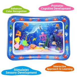 Baby Toys: Tummy time mat with Vibrant Colors for Baby 0 6 9 12 18 Month Old | Inflatable Tummy time Water Play mat Supports Sensory Development, Strengthen Muscles