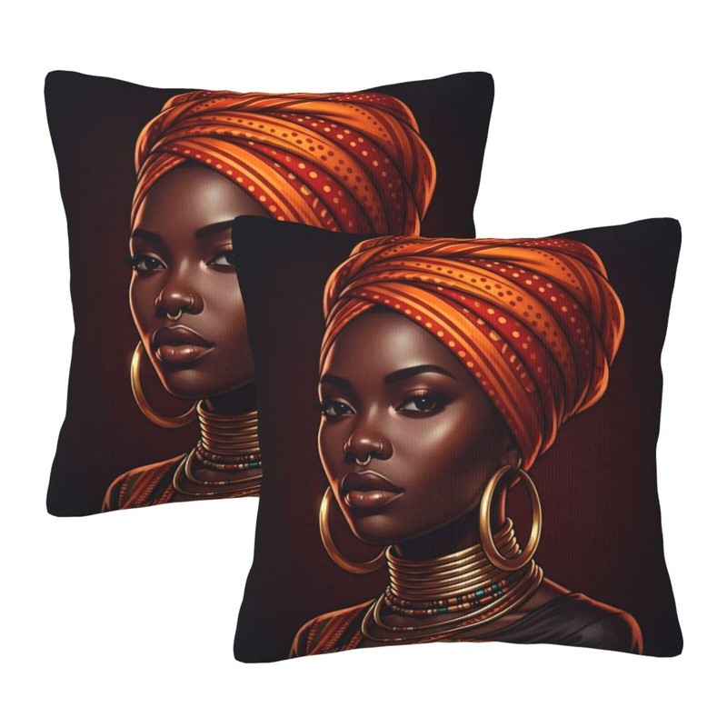 Abucaky Pillowcase Set of 2 African American Black Woman Throw