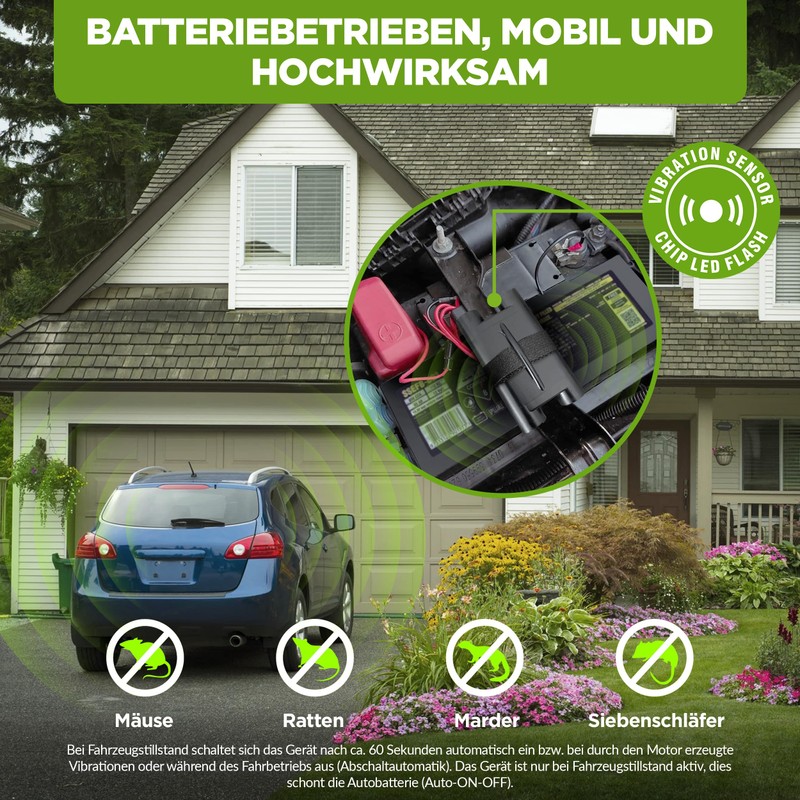 ISOTRONIC Mäuse- & Mardervertreiber mit Tonfrequenzen & Intervallschaltung gegen Gewöhnungseffekt