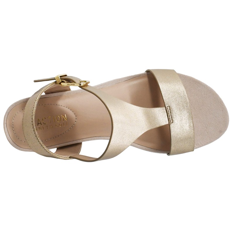 Kenneth Cole REACTION Women's Card Wedge, Soft Gold PU, 9