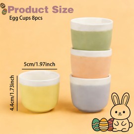 Zaposcca 8-Pack Ceramic Egg Cups, Macaron Color Egg Holders for Soft/Hard Boiled Eggs, Dishwasher Safe, Ideal for Family Breakfast, Easter Parties & Holiday Gatherings