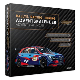 FRANZIS 67192 Advent Calendar Rally, Racing, Tuning, Powered by Grip, Model Kit of a Racing Vehicle in Scale 1:43