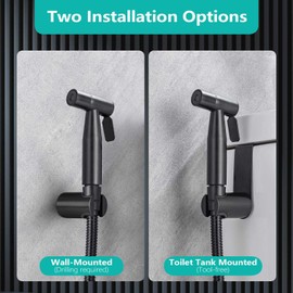 BARROCK 2 Pack Bidet Sprayer for Toilet, Handheld Jet Spray for Existing Toilets, Adjustable Water Pressure Muslim Shower Bidet attachment Set, Cloth Diaper Sprayer for Baby/Feminine Wash Matte Black