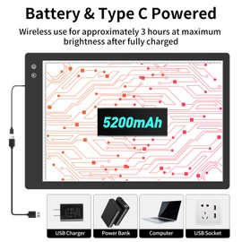 TOHETO Rechargeable A2 Light Board for Diamond Painting (23.7"x15.8"), 3-Color Light Diamond Art Large Light Pad with Adapter&Clips, Lightbox for Tracing and Drawing, Light Table Light Box for Artists