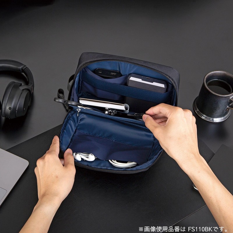 Kutsuwa FS110GY Desk Pouch, Faster Storage, Gray