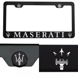 KA Laser Engraved Maserati Mirror Matte Black License Plate Frame Stainless Steel
