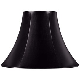 Black Faux Leatherette Natural Cottage Large Bell Lamp Shade 7" Top x 16" Bottom x 12" Slant x 11.5" High (Spider) Replacement with Harp and Finial - Springcrest